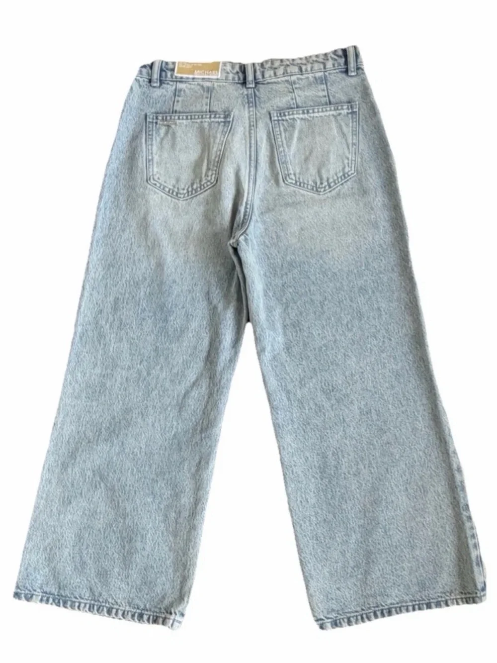 Michael Kors Light Blue Wide-Leg Crop Jeans Front Sailor Pockets